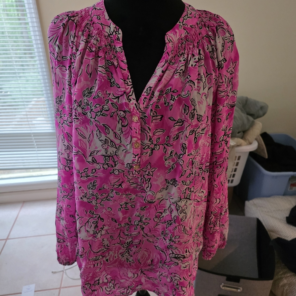 Lilly Pulitzer Pink Floral Blouse